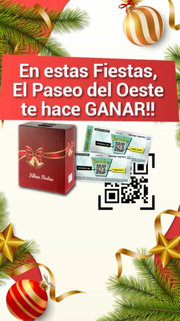 🎄✨ Esta Navidad, en Paseo del Oeste las fiestas vienen con premio ✨🎄

Con tus compras, escaneá el QR y participá de sorteos por miles de pesos en órdenes de compra y cajas navideñas 🎁💸

Es simple, rápido… ¡y podés ganar un regalazo antes de las fiestas! 🙌

📅 Promoción válida del 21/11 al 23/12
📍 Av. Pte. Perón 7970 – Ituzaingó

#FiestasEnElPaseo #PaseoDelOeste #Sorteos #Navidad2025 #ZonaOeste #Ituzaingó #ComprasConPremio #CajasNavideñas #PromoDeFiestas
